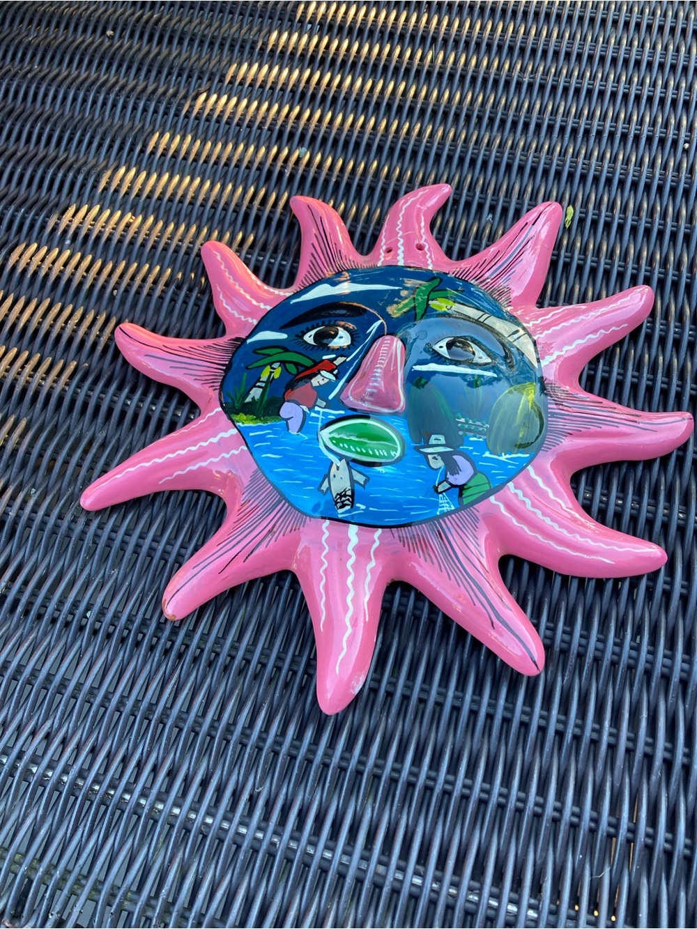Mexican folk art terra cotta wall hanging